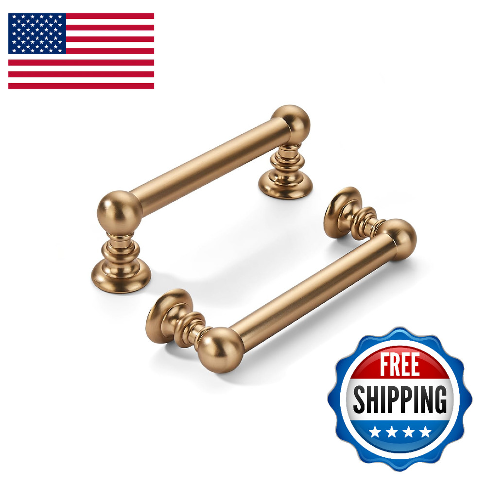 KHTUMEWARE 10 Pack 3in Honey Bronze Cabinet Pulls Solid Brass Heavy-Duty Kitchen