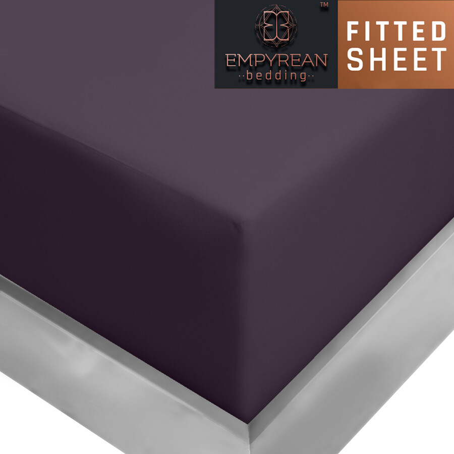 21” Extra Deep Pocket Ultra Soft Fitted Sheet Elastic All Around,Full - Eggplant
