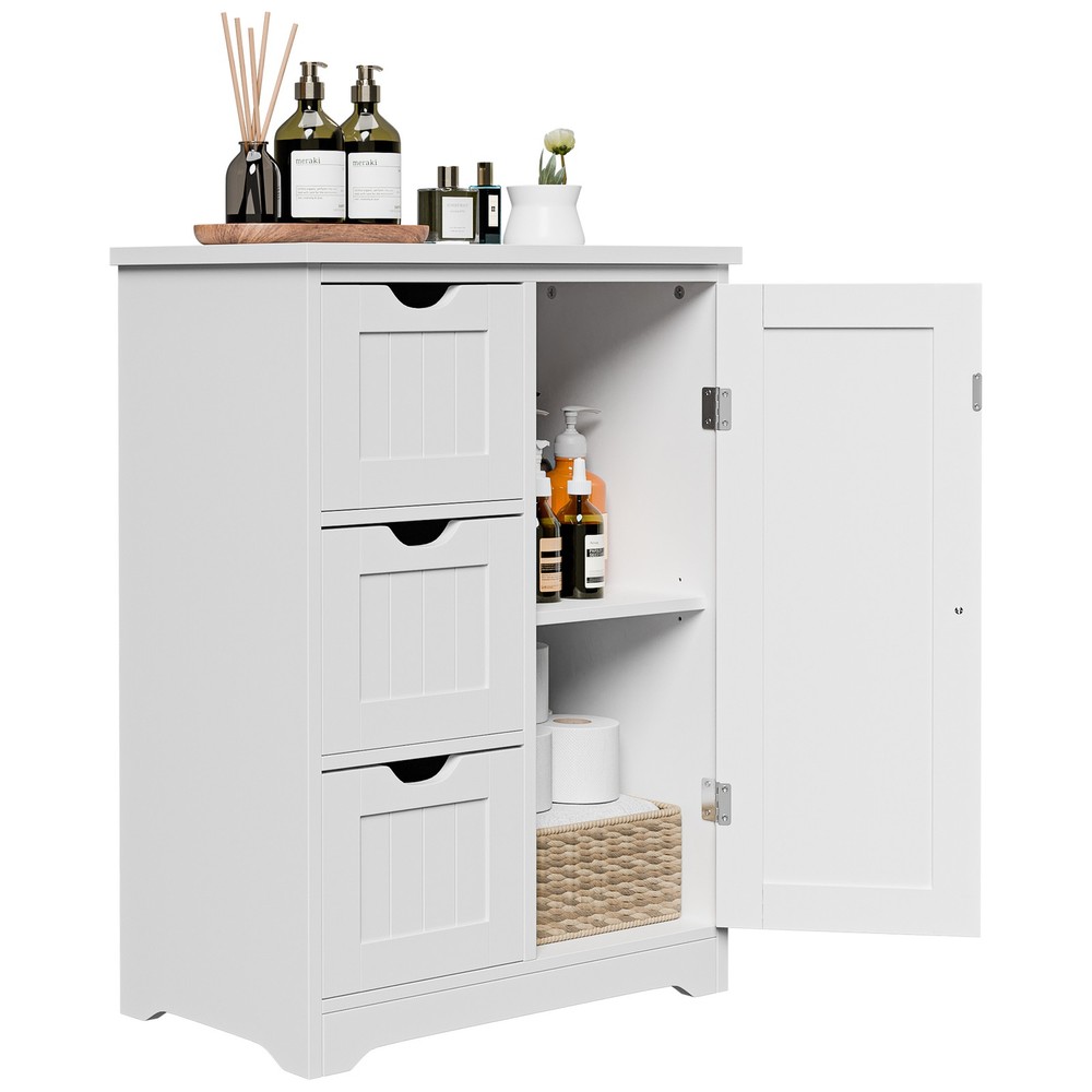 Bathroom Floor Cabinet with Drawer & Adjustable Shelf Kitchen Cupboard Storage