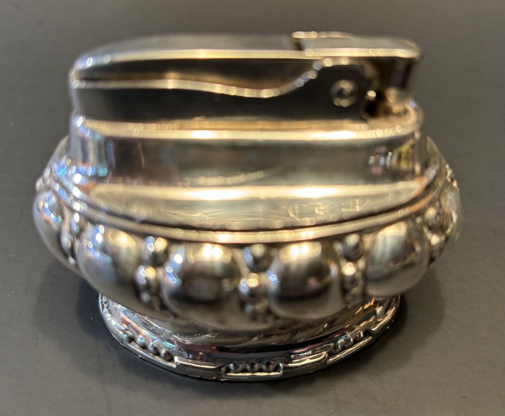 Vintage Ronson "Crown" Table Lighter Silver Plated 1950s MCM