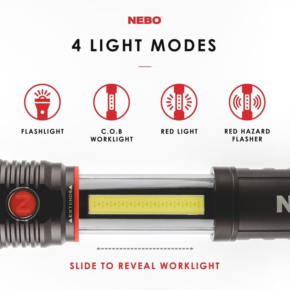 SLYDE+ Flashlight (2Nd Gen) | 400 Lumens, 7 Light Modes, Bright COB Work Light &