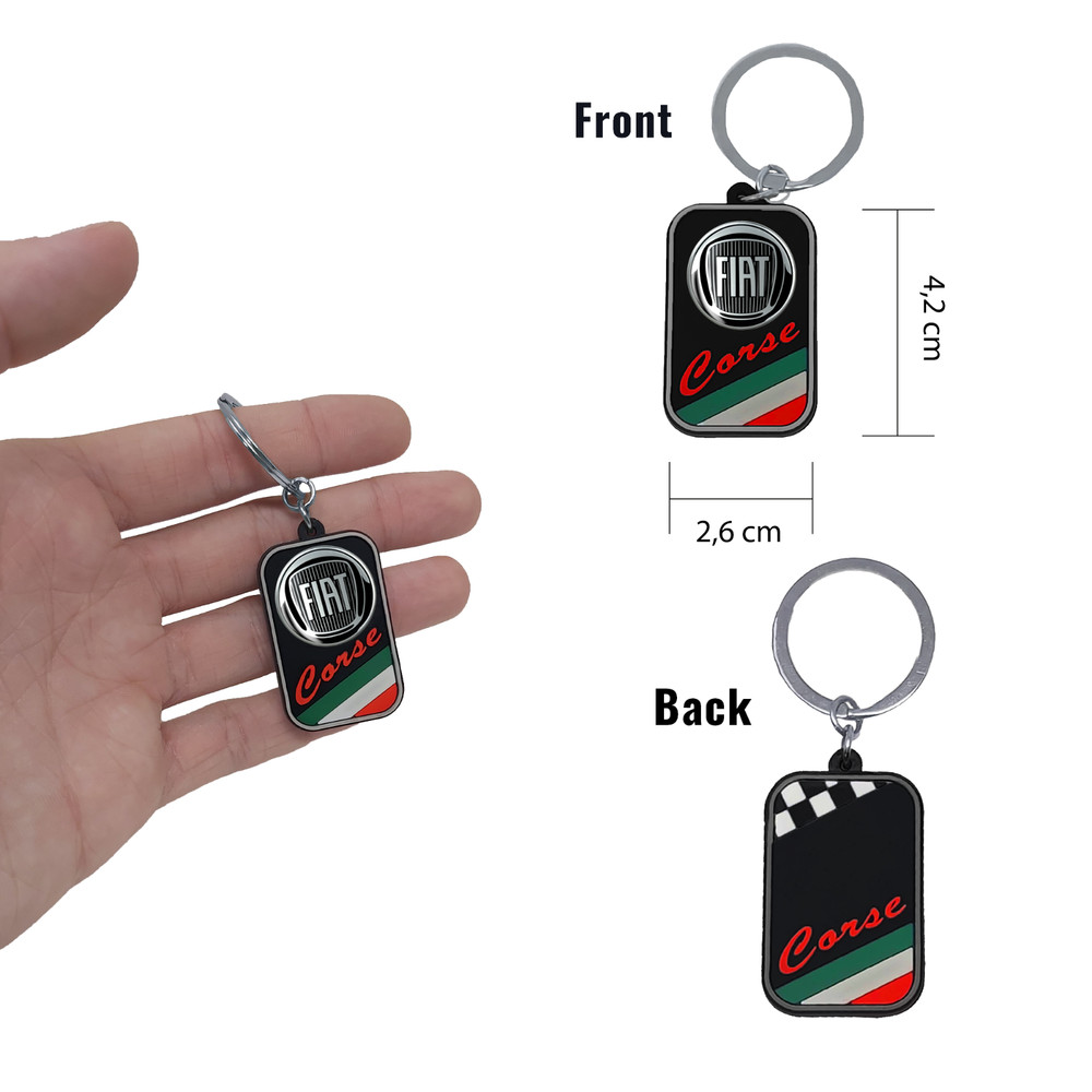 Fiat Black Key Ring Keychain, 4.2 X 2.6 Cm