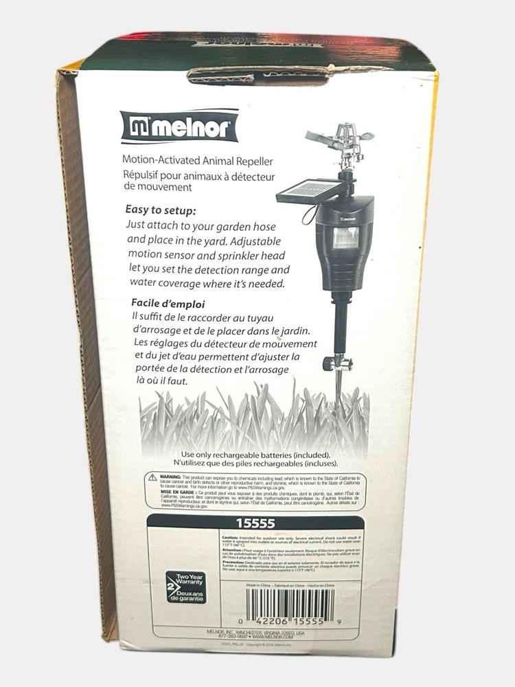 Melnor 15555 Solar Motion-Activated Animal Repeller - Open Box & Tested