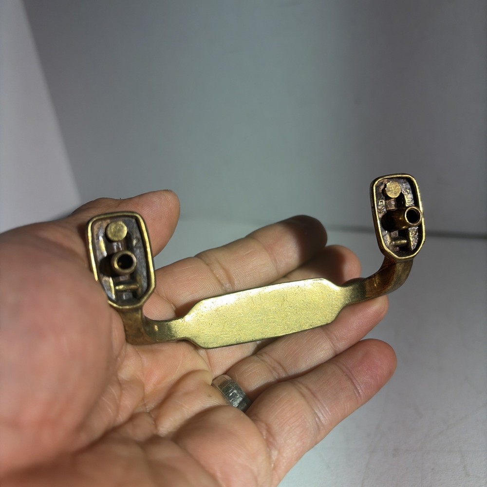 Vintage Art Deco Mid Century Modern Style Single Brass Drawer Pull Handle