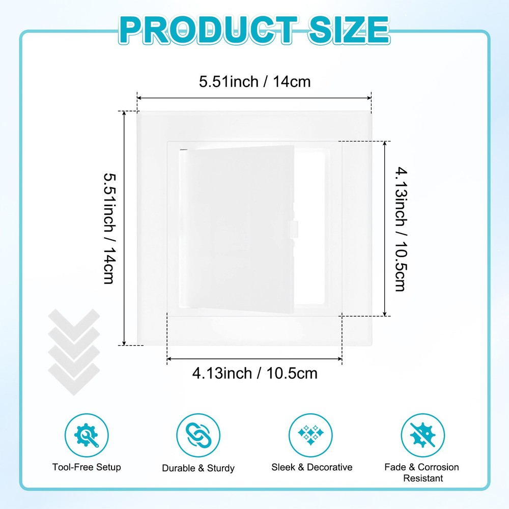 1-Pack Access Panel for Drywall, 4.1x4" Plastic Self Adhesive Cover [White]