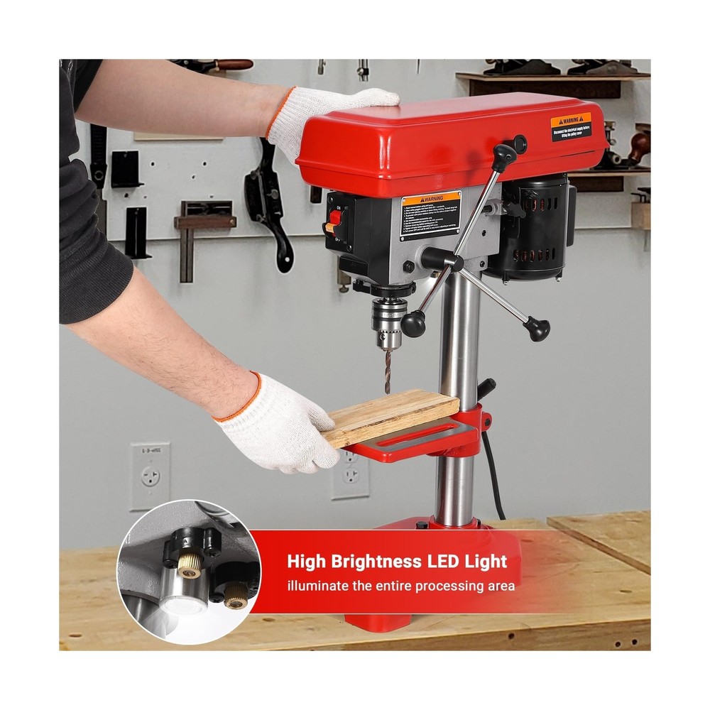 8" Benchtop Drill Press, Laser Ray (Class II Max. 1mW), Tabletop Drilling Mac...