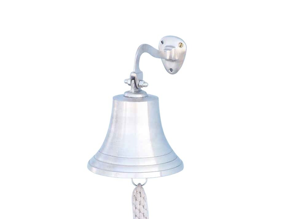 Brushed Nickel Hanging Ship's Bell 9"