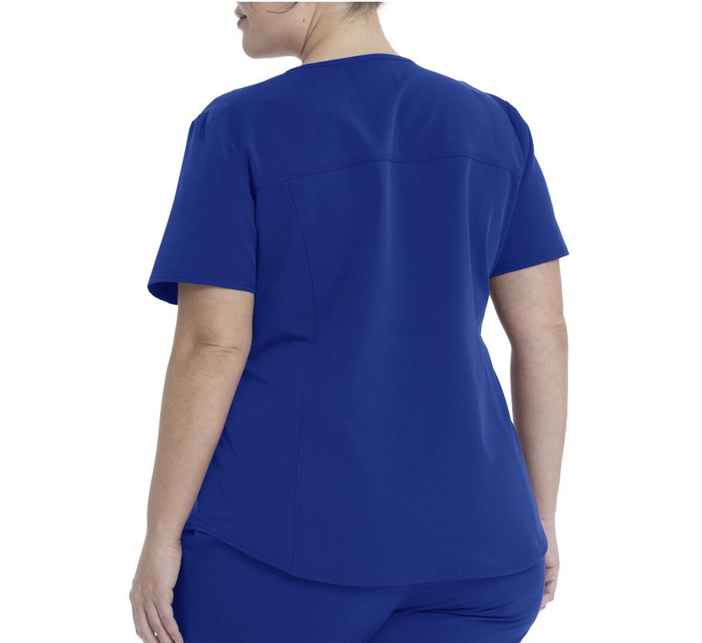 Womens XL Solid Blue Scrub Top Mock Wrap V Neck Premium Ultimate Scrubstar