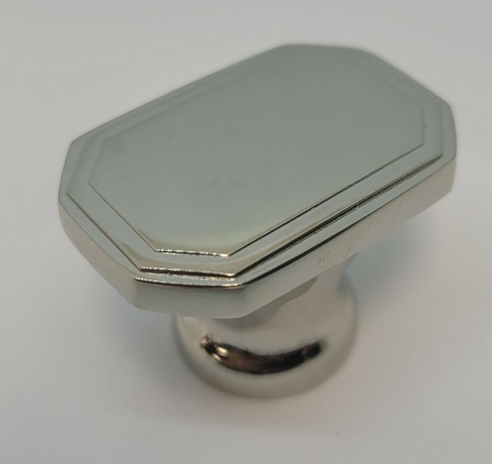 1-1/4" Oblong Octagonal Knob Polished Solid Brass Nickel pull desk small cabinet