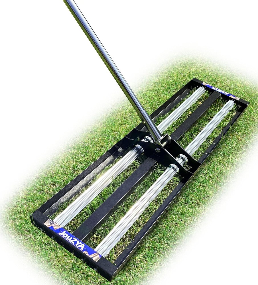 Lawn Leveling Rake-Aluminum Rollers，17"x10"Levelawn Tool with 70"Extended Handle
