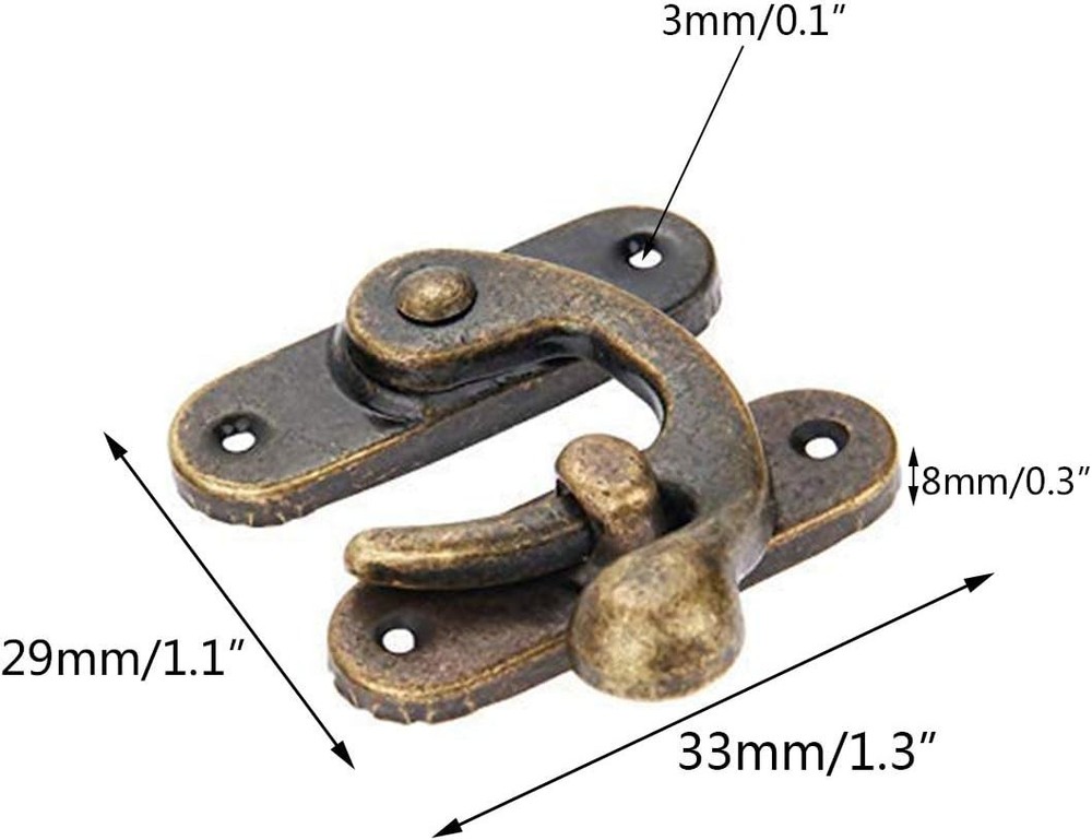 5pcs Vintage Bronze Clasp Locks for Wooden Boxes - Elegant Security Solution