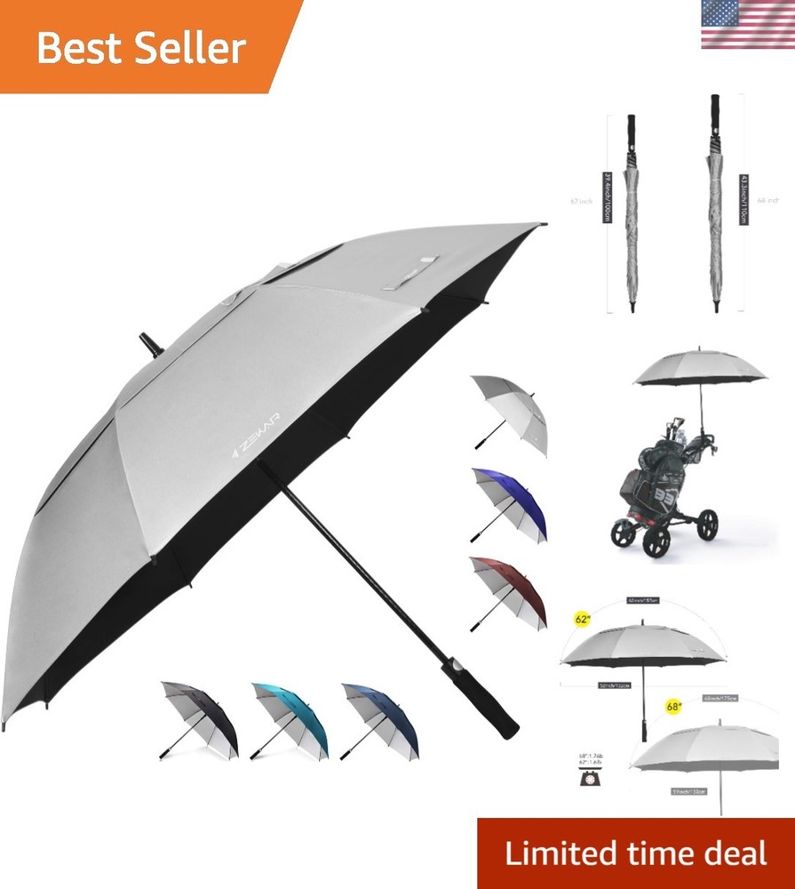 Dual Pack 68" Windproof Patio Umbrellas With UV Protection & Cool Silver Coating
