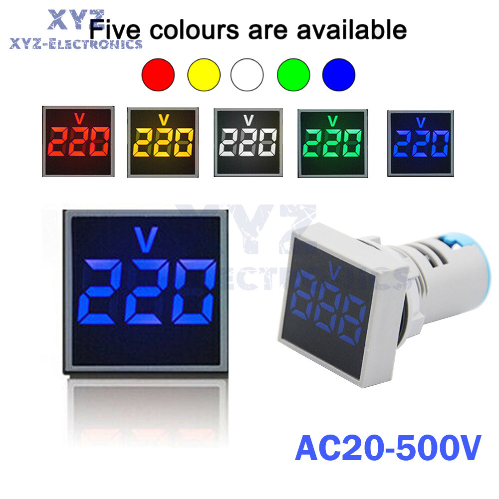 AC20-500V 22mm LED Light Panel Digital Voltage Volt Meter Display Voltmeter