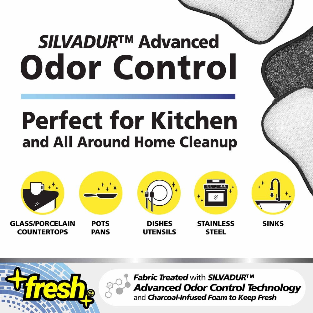 Fresh Professional Microfiber Scrubnwipe Sponge Pads Fabric Treated With Silvadu