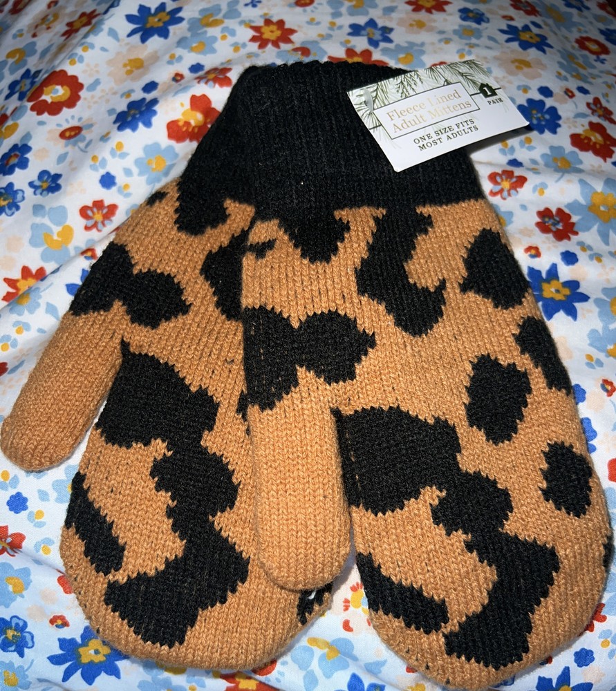 fleece lined adult mittens leopard target