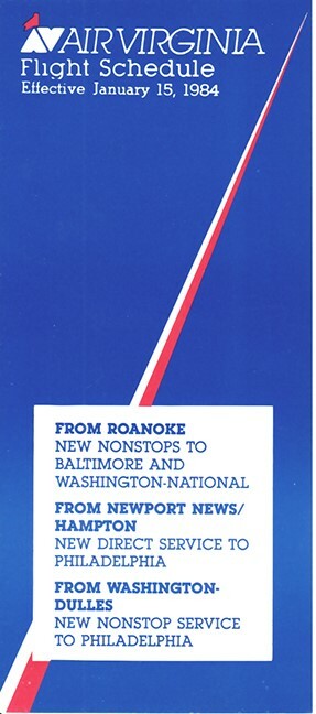 Air Virginia timetable 1984/01/15