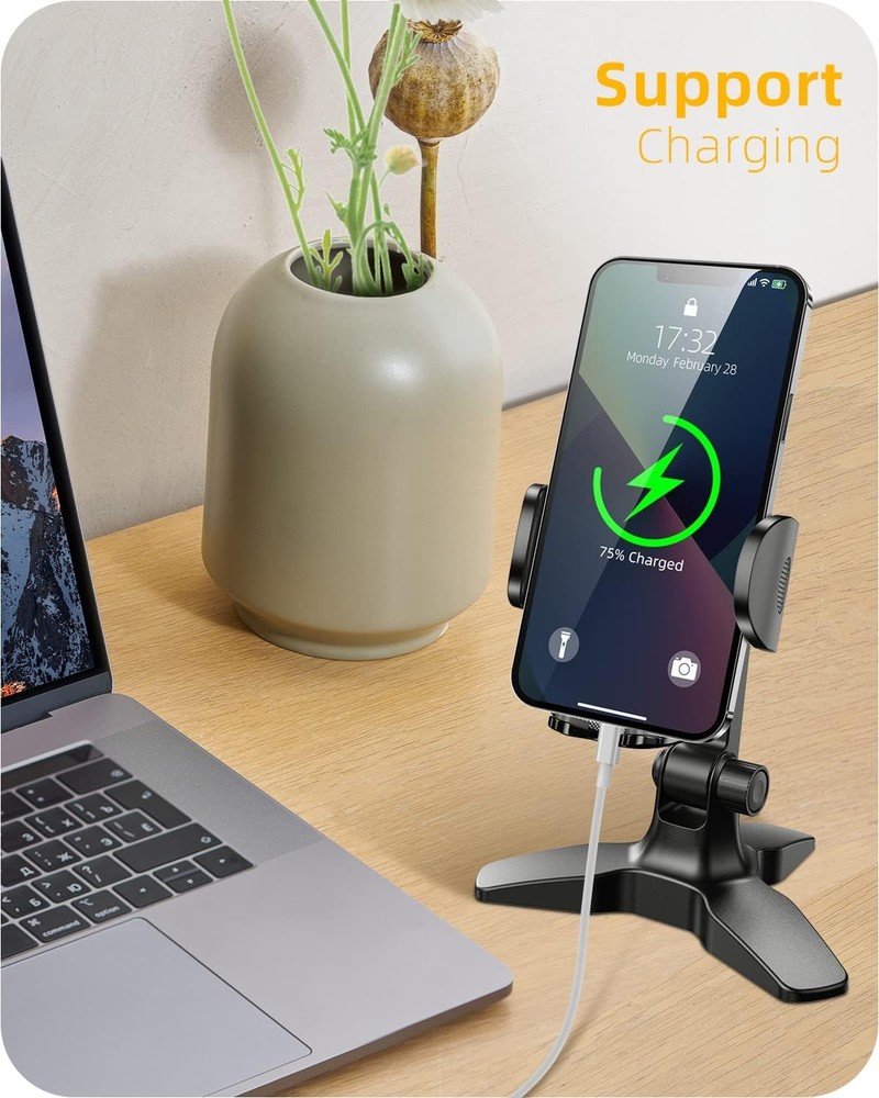 APPS2Car Cell Phone Stand for Desk Adjustable Desktop Thick Black