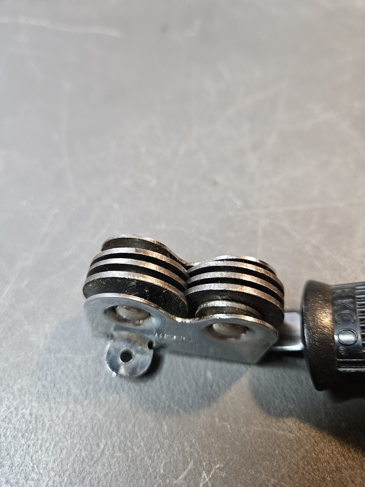 Vintage EKCO Pull through Knife Sharpene, Black Plastic Handle, Handheld