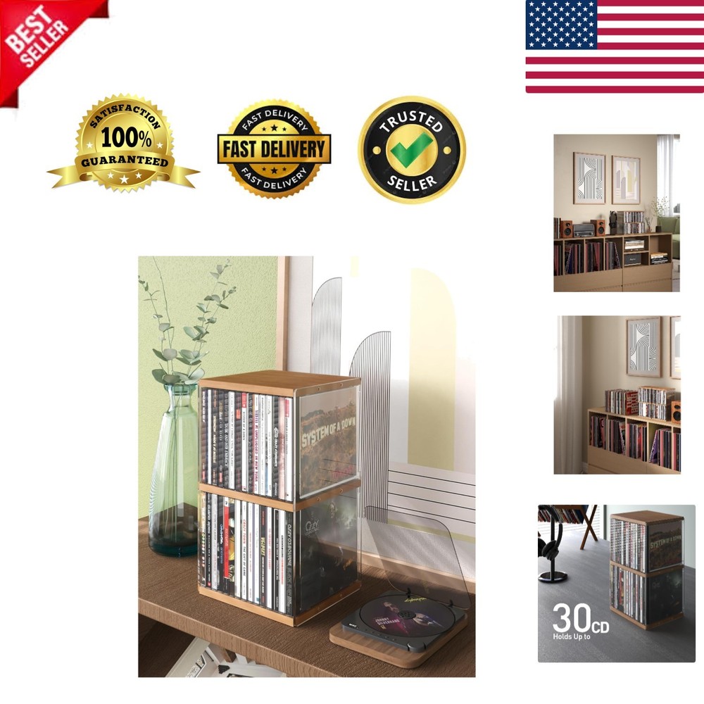 Customizable Retro Walnut CD Organizer Rack - Ideal Media Storage Solution