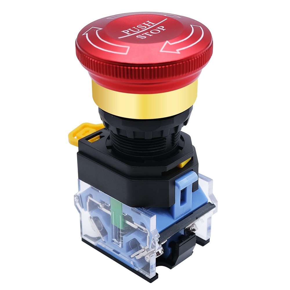 mxuteuk 22mm Metal Latching Emergency Stop Push Button Switch e Stop Button E...