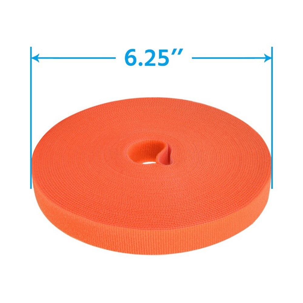 50FT Roll Reusable Hook Loop Self Attaching Cable Tie Fastening Tape Orange