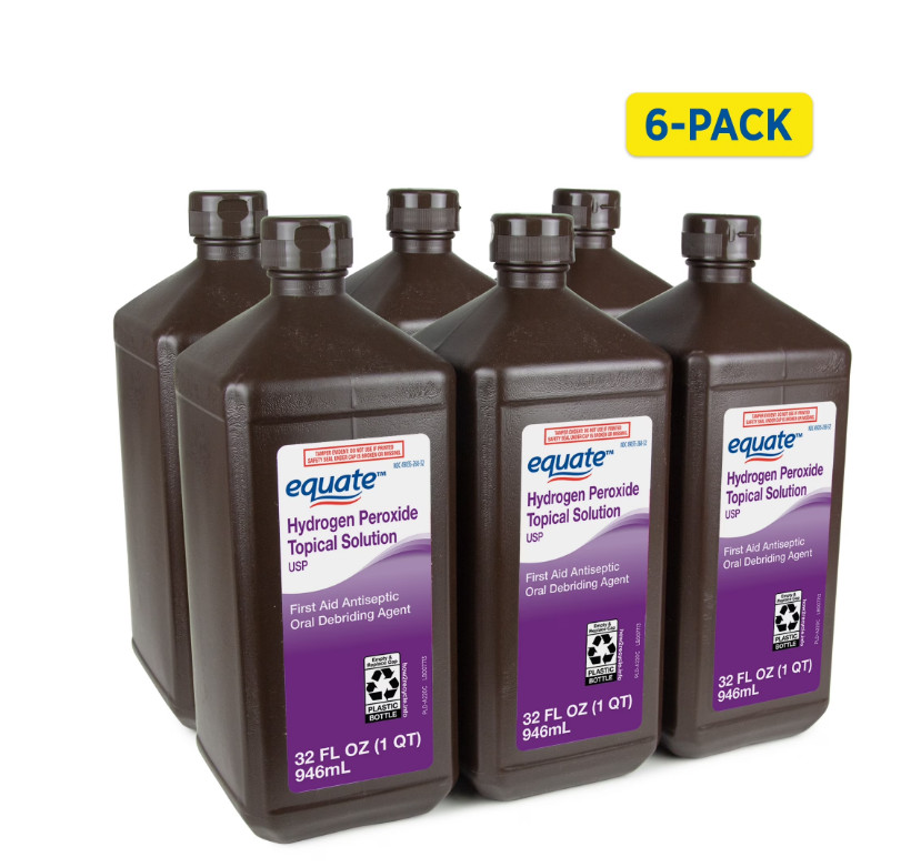 Equate 3% Hydrogen Peroxide Liquid Antiseptic, 6 Pack, (6 x 32 fl oz)