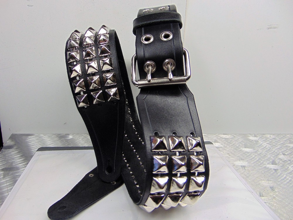 LEATHER STUDDED GUITAR STRAP. BUCKLE UP ...(MDLS0292)... SAMOTH