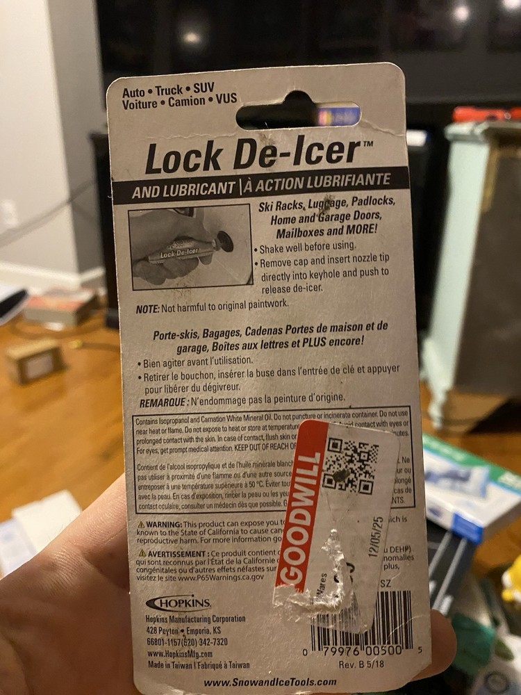 SUBZERO Lock De-Icer & Cylinder Lubricant for Padlocks, Auto Locks & More!