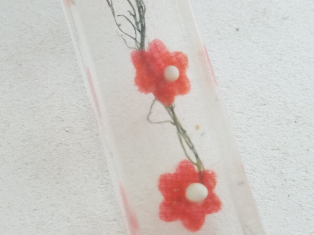 Vintage Jigger With Lucite Handle Embedded Flowers