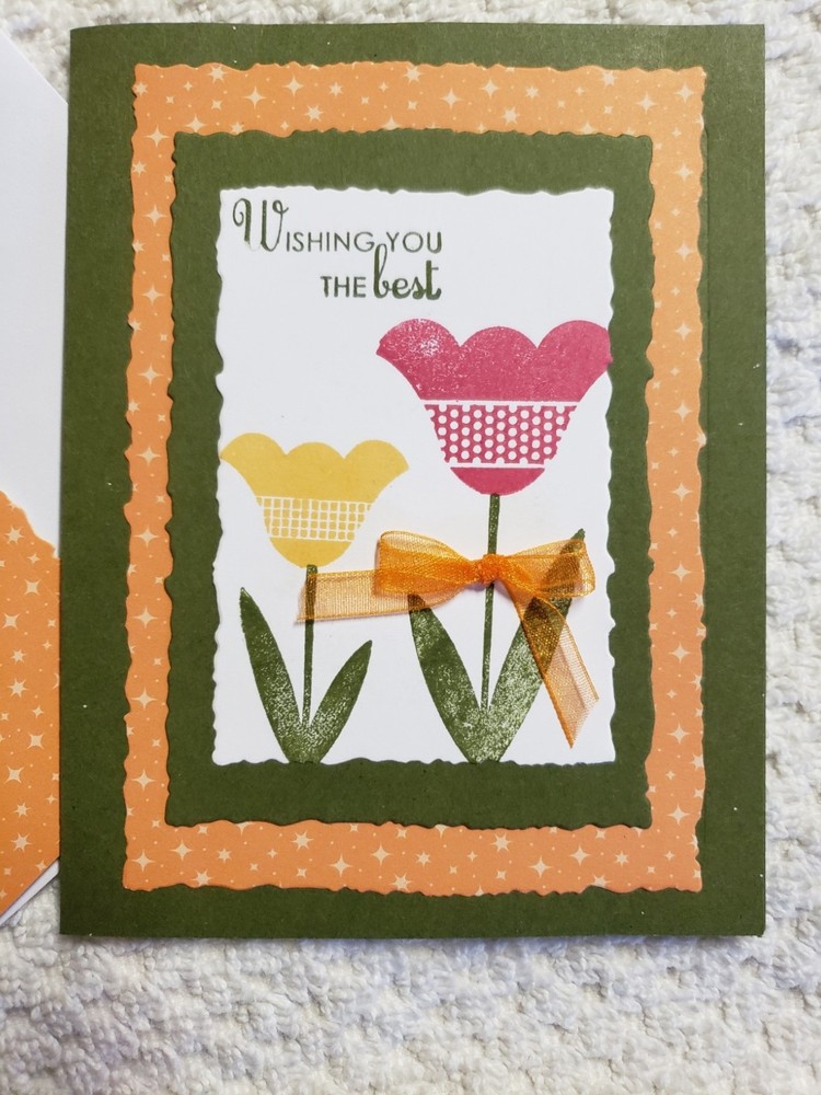 Handcrafted birthday greeting card - tulips