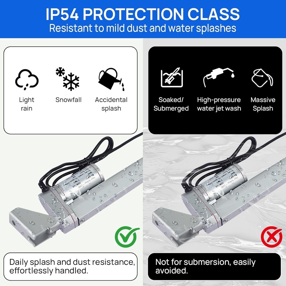 Durable 12V 330lbs Linear Actuator with Low Noise Operation & Mounting Brackets