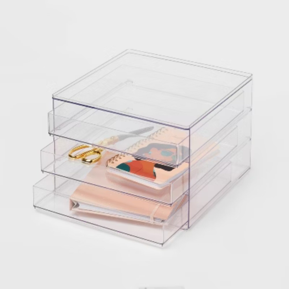 Coordinates with any décor style All Purpose 3 Drawer Storage Clear