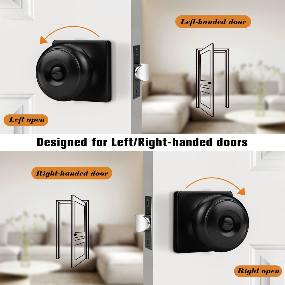 Black Door Knobs Privacy with Square Privacy,
