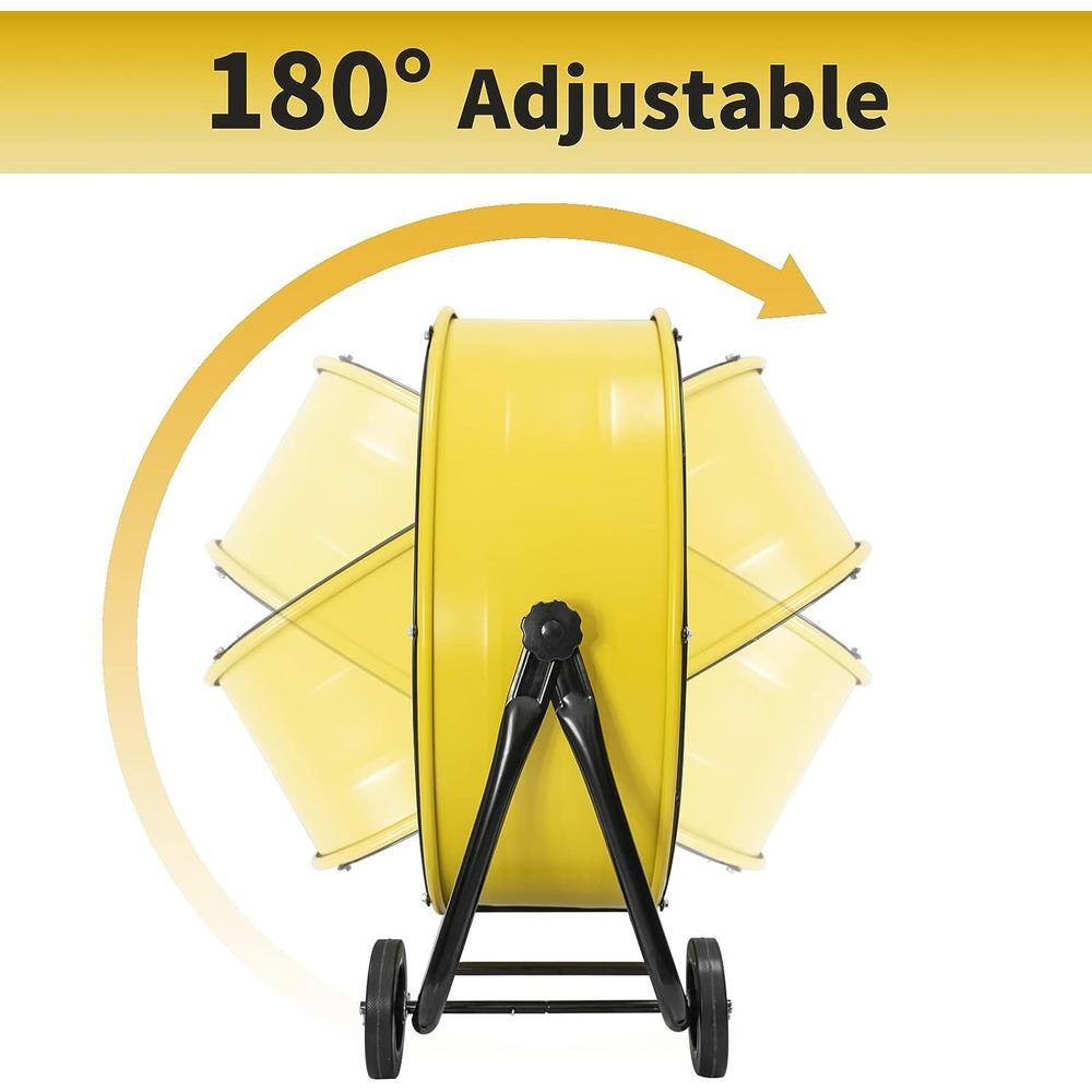 24 In. Drive Drum Fan in Yellow with Solid Wheels, Tough Handle, Variable Speed