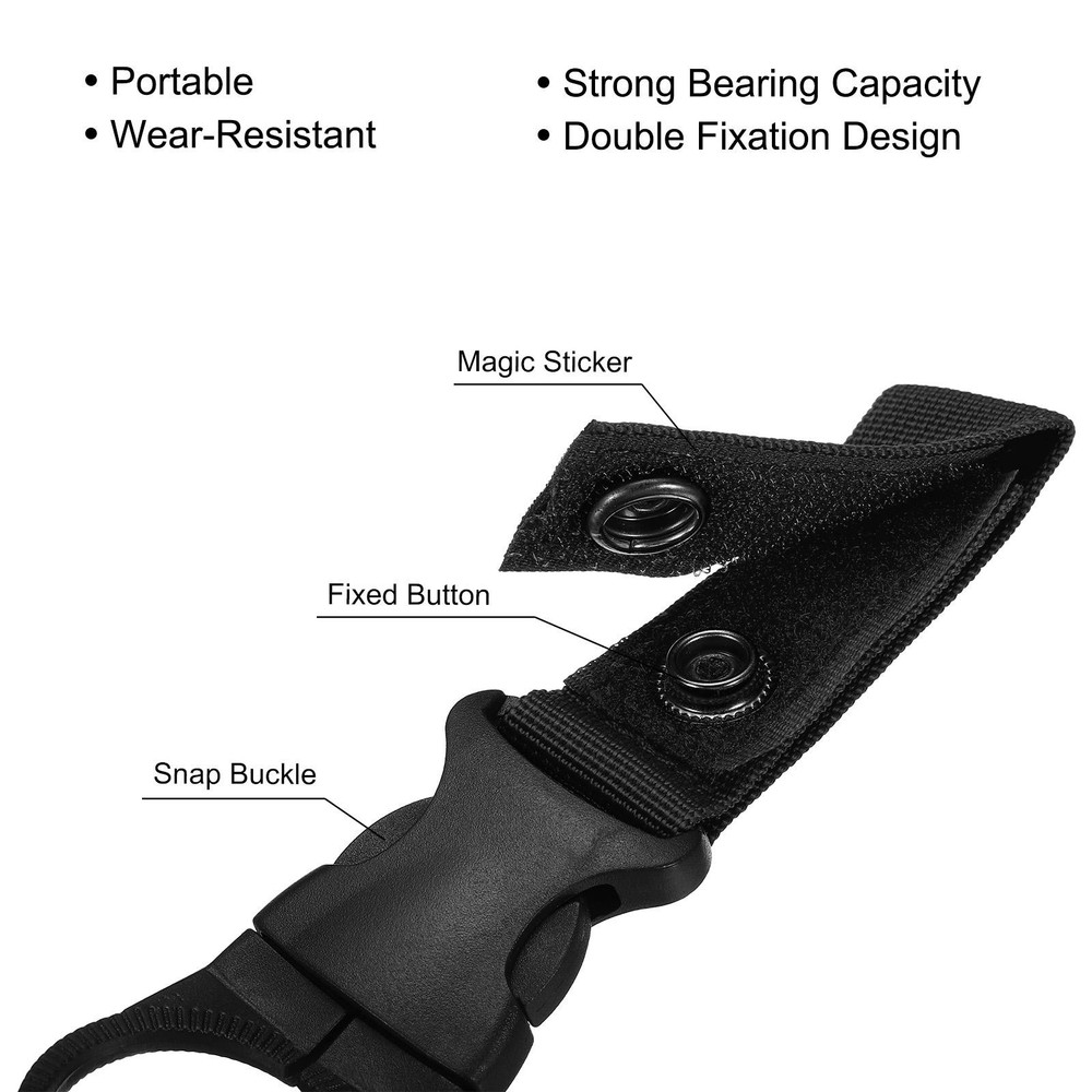 Bottle Hanging Buckle for Backpack Belt Black 4 Pack