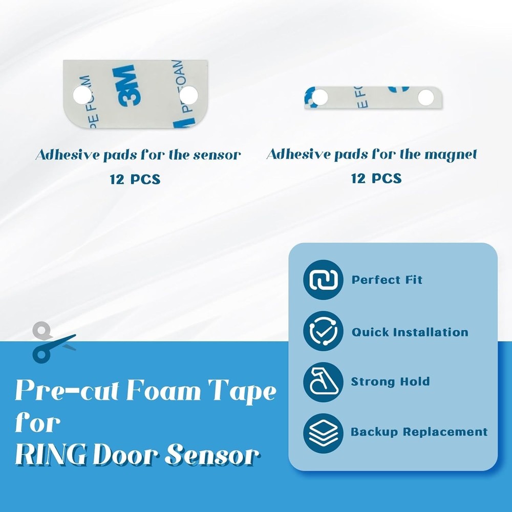 Replacement Adhesive for Ring Alarm Contact Sensor (2Nd Gen), 12PCS Pre-Cut Doub