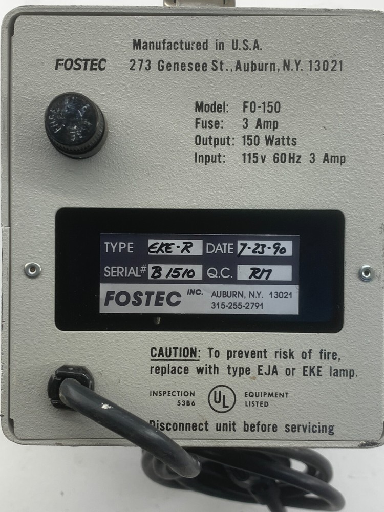FOSTEC MODEL FO-150 Light Source