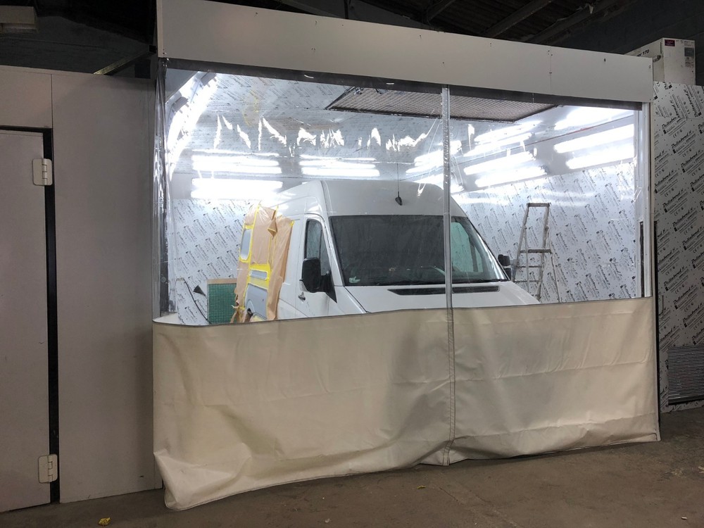VAN RESTORATION SPRAY BOOTH WORKSHOP DIVIDER CURTAINS 12 FT X 9 FT DIY