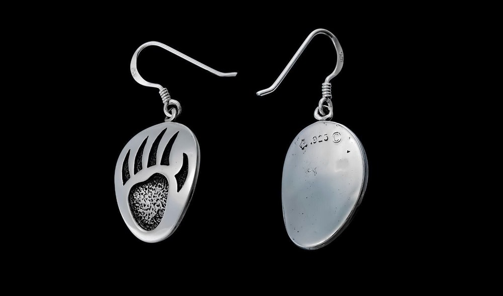 925 Sterling Silver Bear Paw dangle earrings