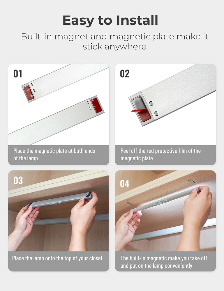 Automatic Motion Sensor Closet Light with Eye-Protection Design Closet Lighti...