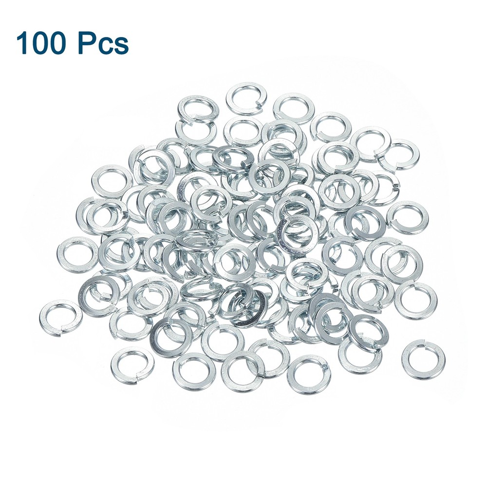 #10 Split Lock Washer, 100Pcs Carbon Steel Spring Lock Washers Silver Blue