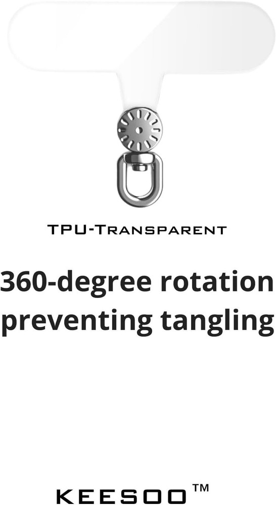 360° Rotatable Clear TPU Phone Tether Tabs for Lanyards 2 Pack