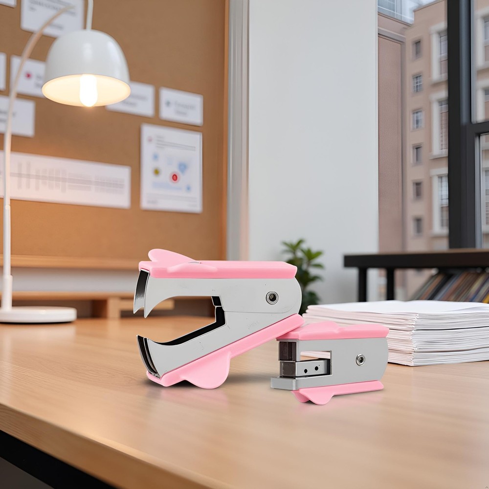 Pink Stapler Removal Tool Staple Puller Modern Plastic Remover Non-Slip Grip