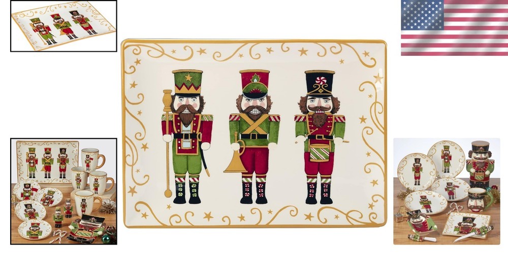 Multicolor Nutcracker Rectangular Serving Platter - Perfect for Holiday Meals