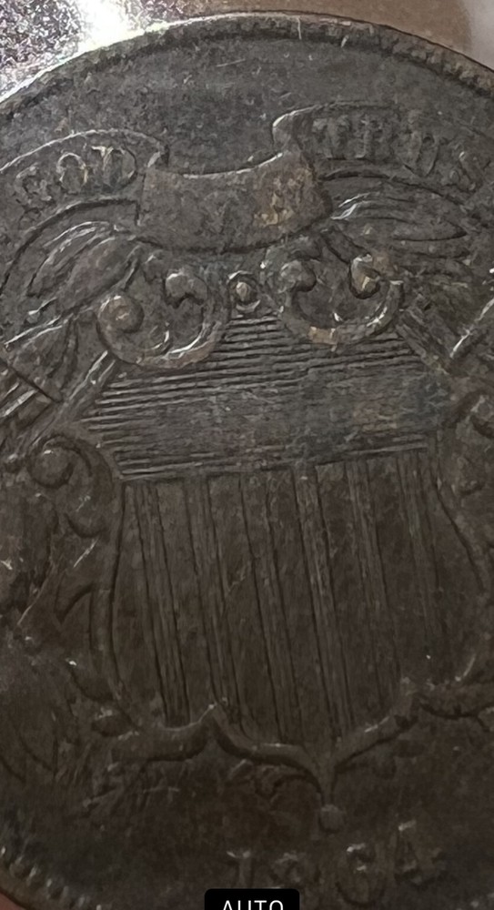 1864 Two Cent Piece Large Motto (We visible)