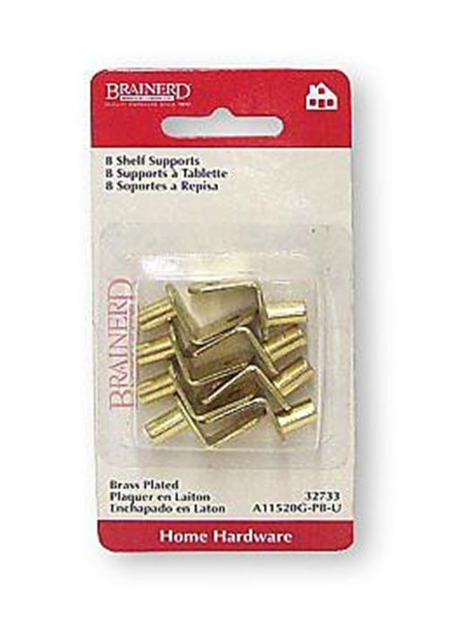 Shelf Supports - Brass Plated - (8 Pack)