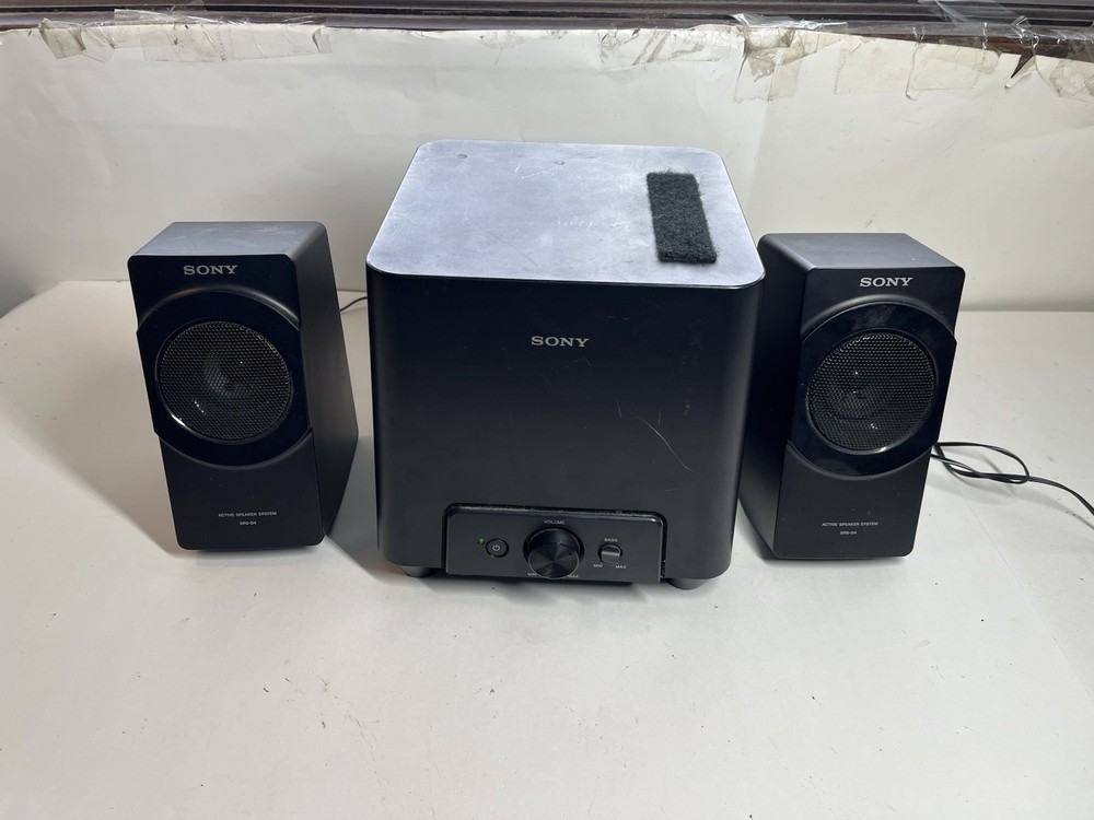 Sony Speakers SRS-D4 Computer 2.1 Sound Active System & Subwoofer Tested Working