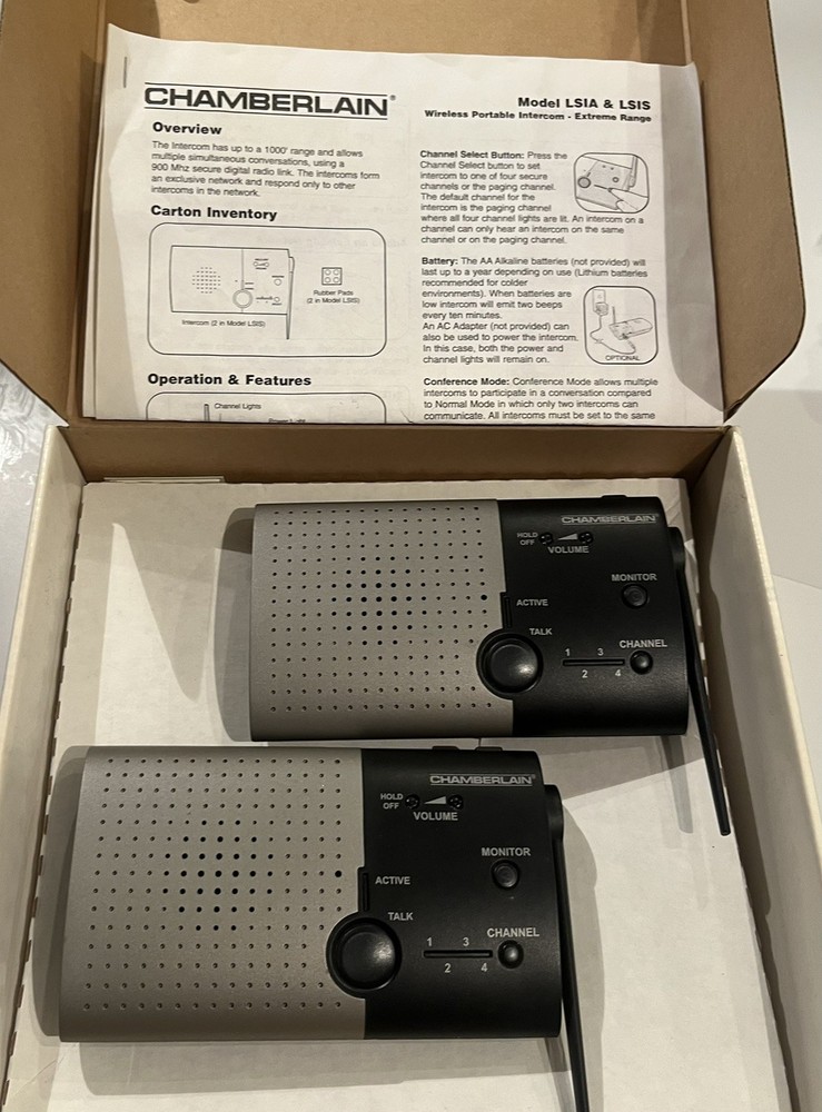 2 Chamberlain Wireless Portable Intercoms Communication Intercom Home LSIA LSIS