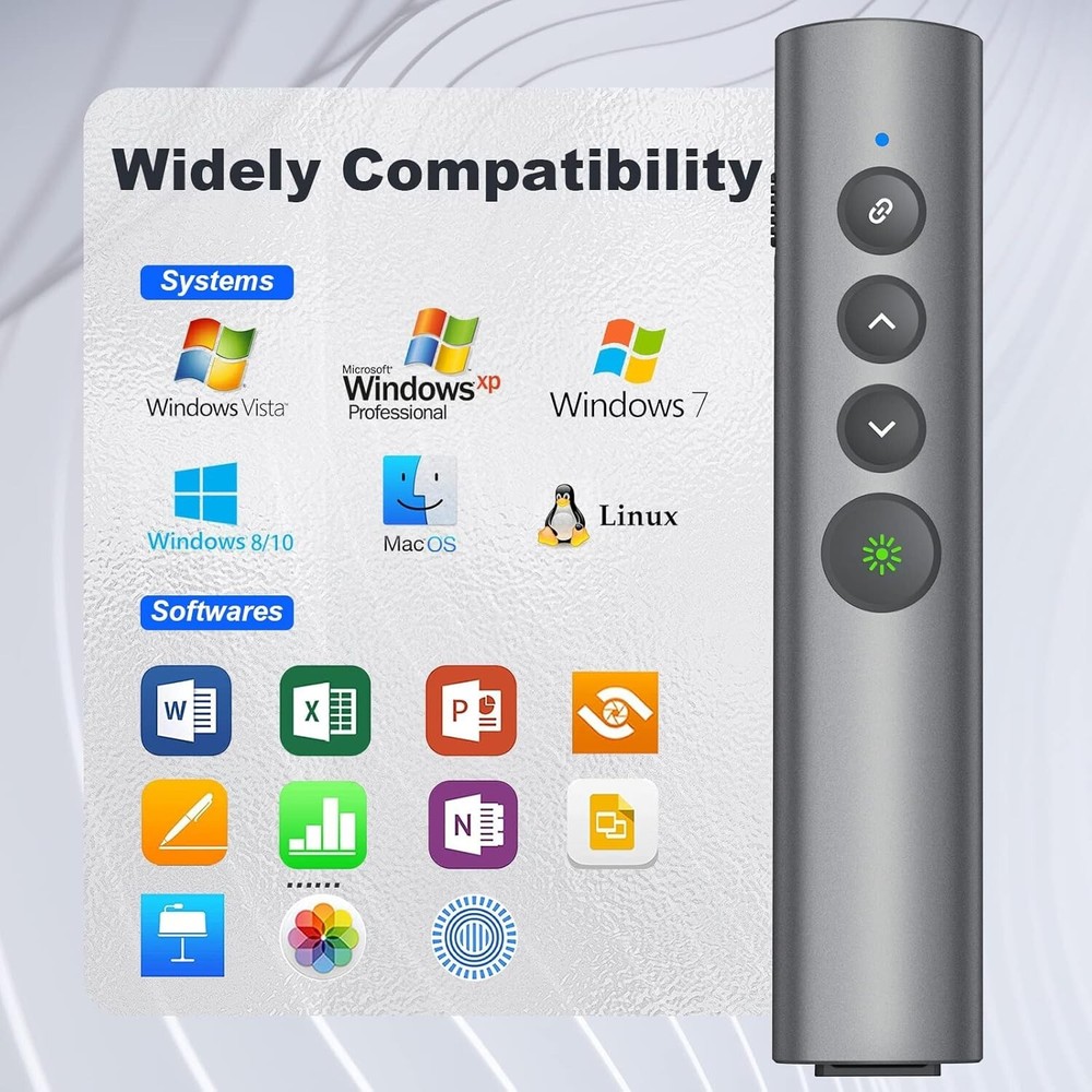Versatile USB-C Presentation Clicker with Rechargeable Battery and Laser Pointer
