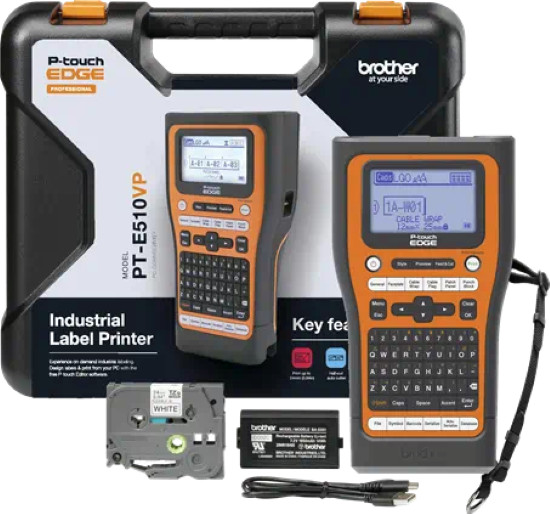 Brother PT-E510VP P-Touch Edge Industrial Label Printer Bundle Kit Dual Auto Cut